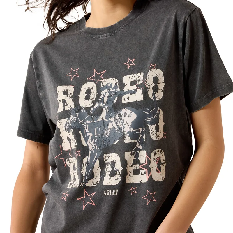Ariat Star Spangled Rodeo Womens T-Shirt - Charcoal Mineral Wash-2