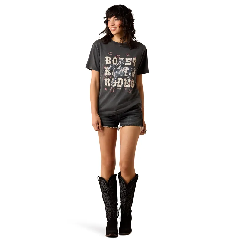 Ariat Star Spangled Rodeo Womens T-Shirt - Charcoal Mineral Wash-3