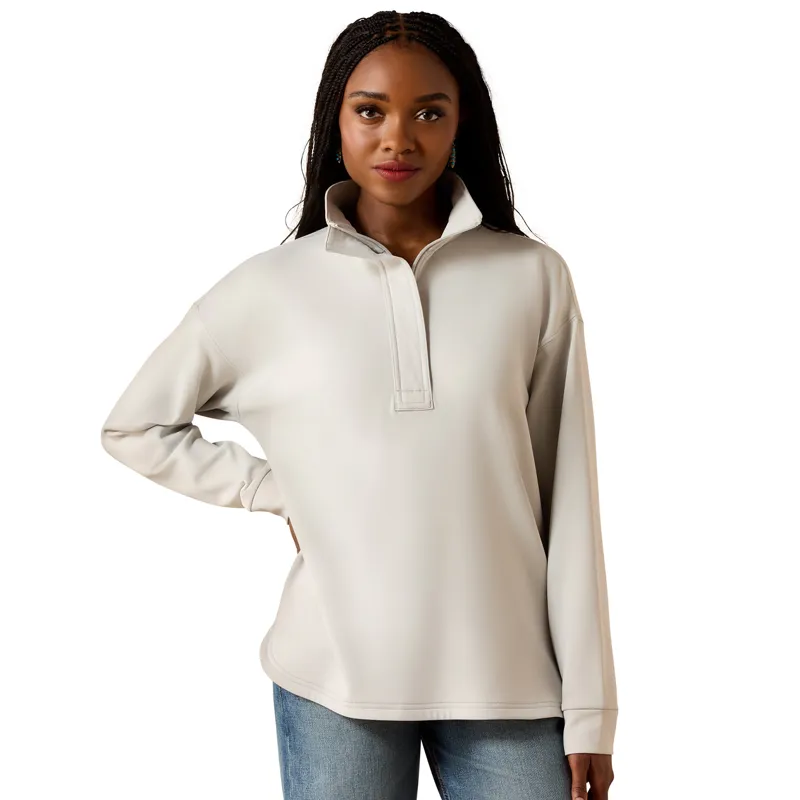 Ariat Breeze Logo 1/2 Zip Womens Sweatshirt - Quiet Grey