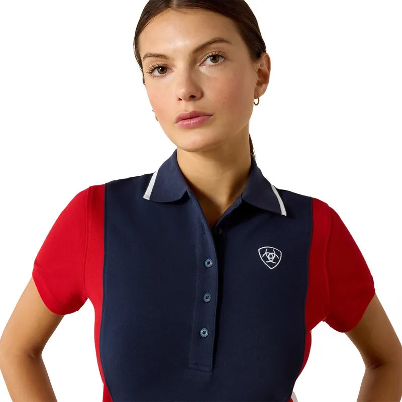 Ariat Taryn Womens Polo Shirt - Navy Team/Red-4