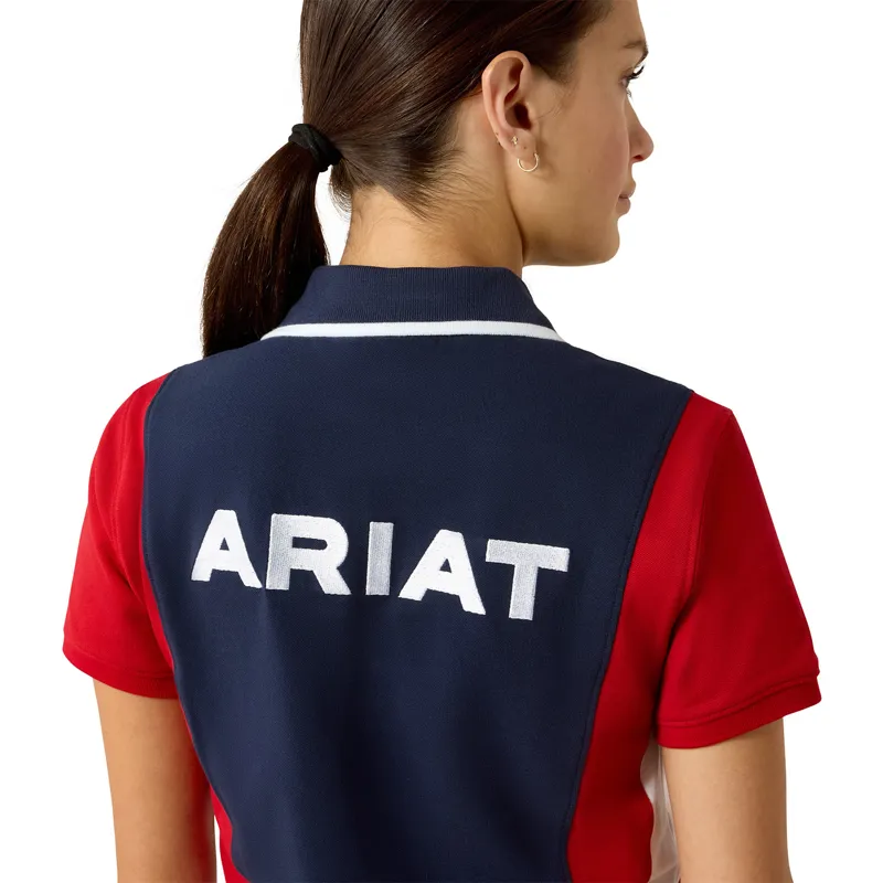 Ariat Taryn Womens Polo Shirt - Navy Team/Red-5