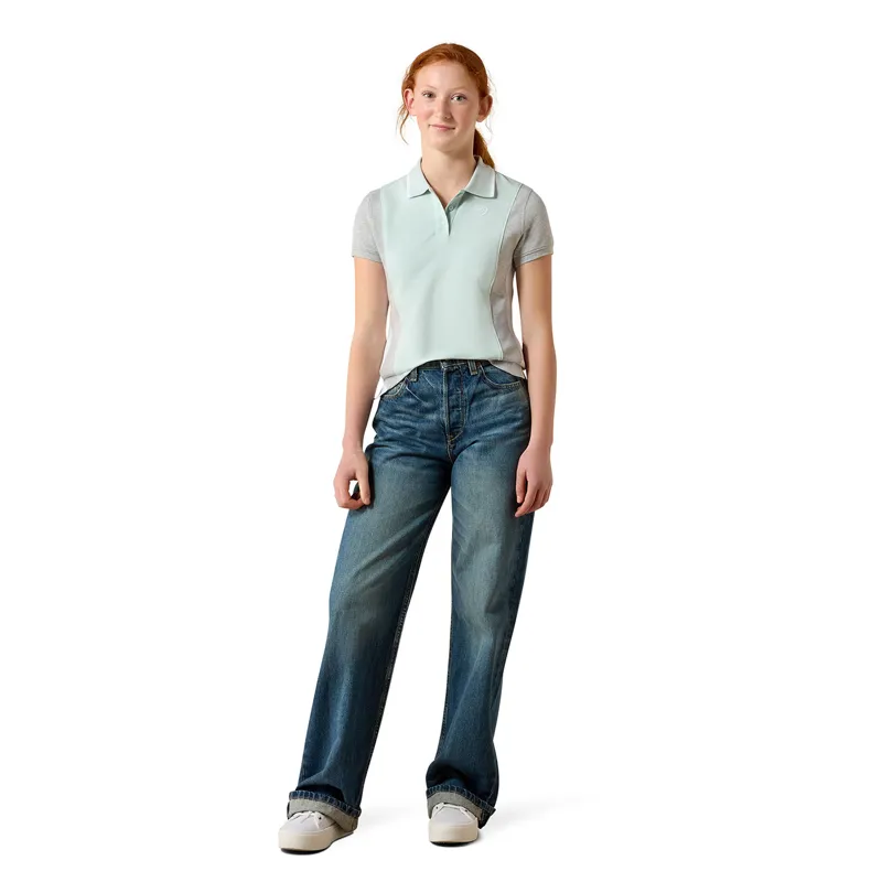 Ariat Youth Taryn Junior Polo Shirt - Starlight Blue/Grey-2