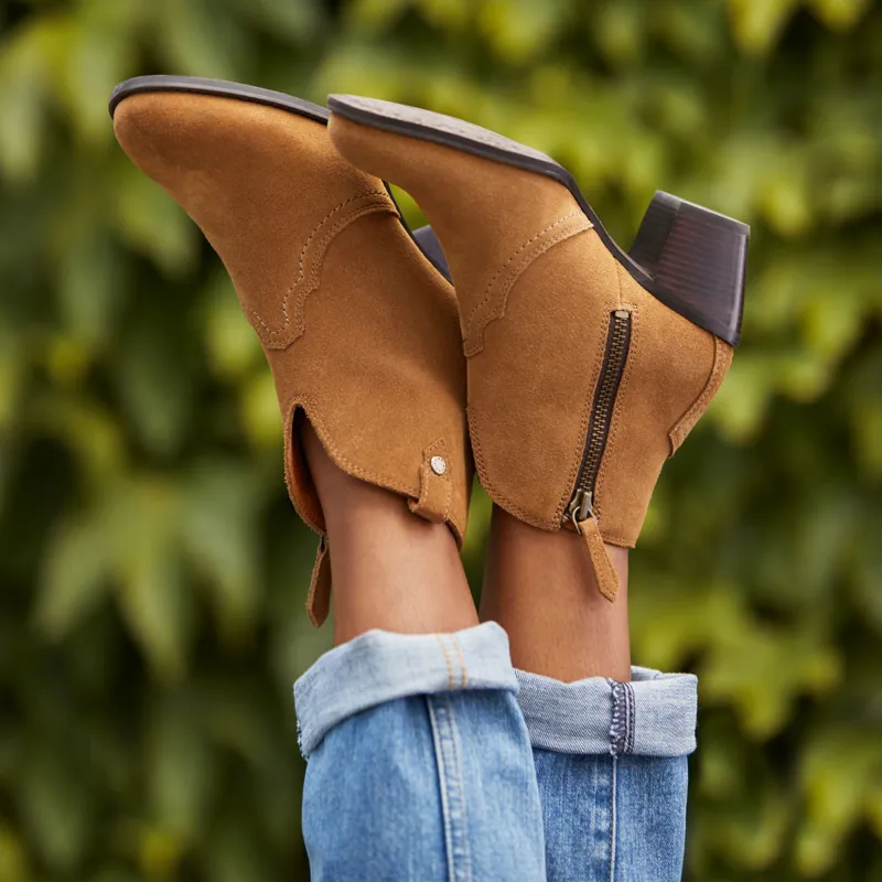 Ariat Tilbury Ladies Short Western Boots - Carmel Suede-1