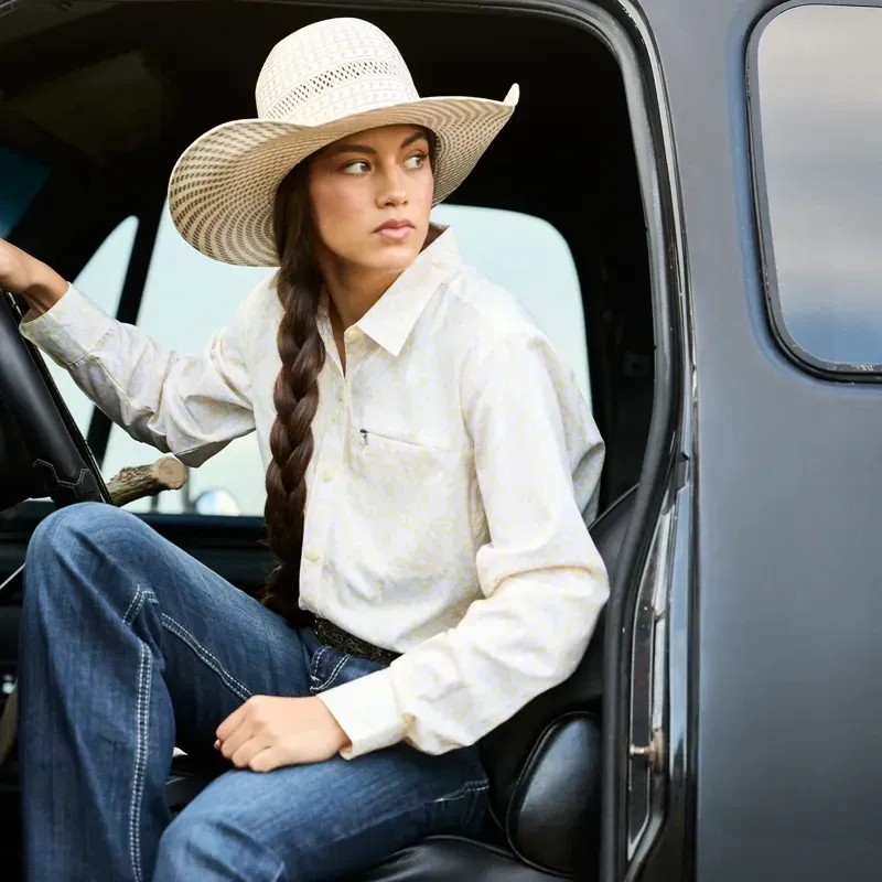 Ariat VentTEK Stretch Ladies Long Sleeve Shirt - Pearl Sorbet/ Kaleidoscope-7