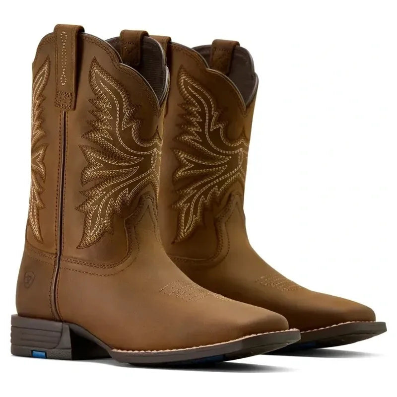 Ariat Westwood Wide Square Toe Junior Western Boots - Distressed Brown-1
