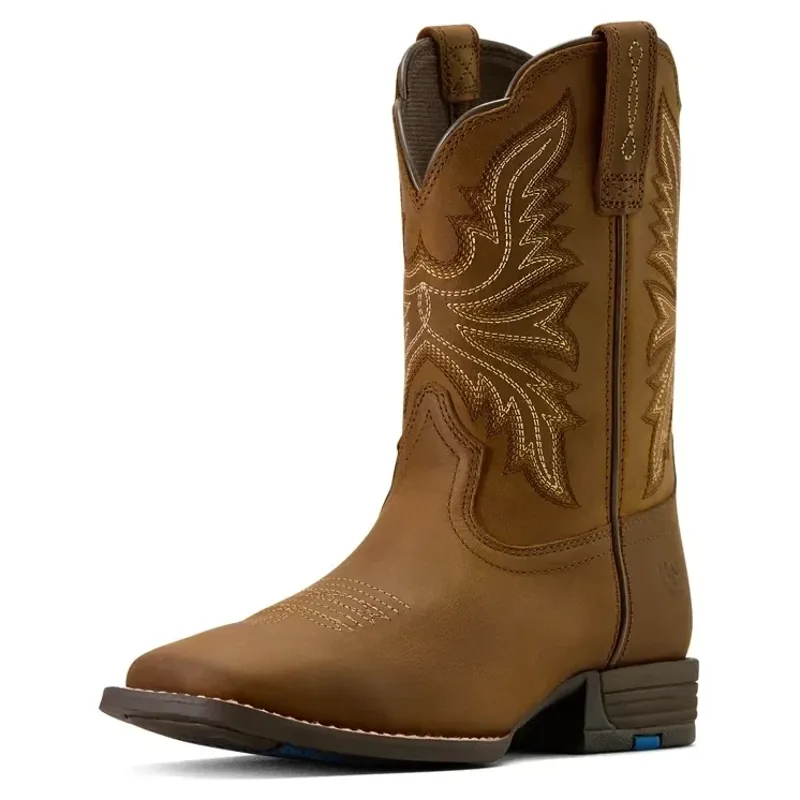 Ariat Westwood Wide Square Toe Junior Western Boots - Distressed Brown