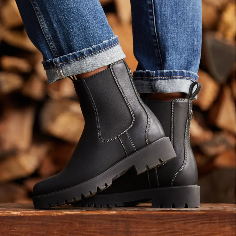 Ariat Wexford Lug Mid Waterproof Ladies Chelsea Boots - Jet Black-1
