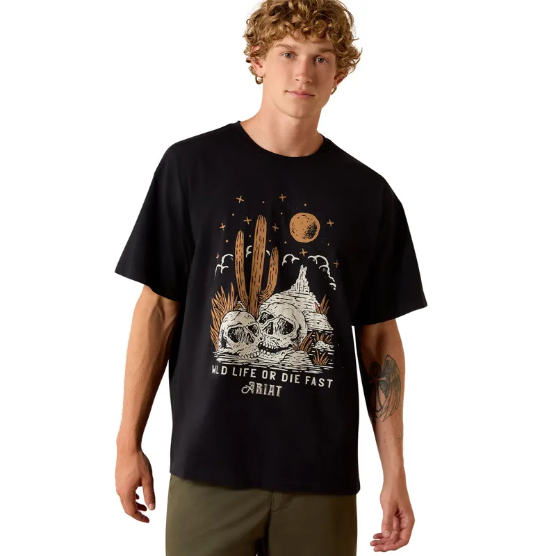 Ariat Wild Life Mens Boxy T-Shirt - Washed Black