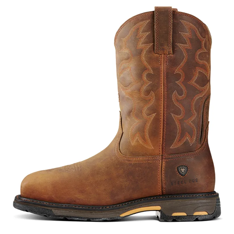 Ariat Workhog Wide Square Steel Toe Mens Western Work Boots - Toast-1