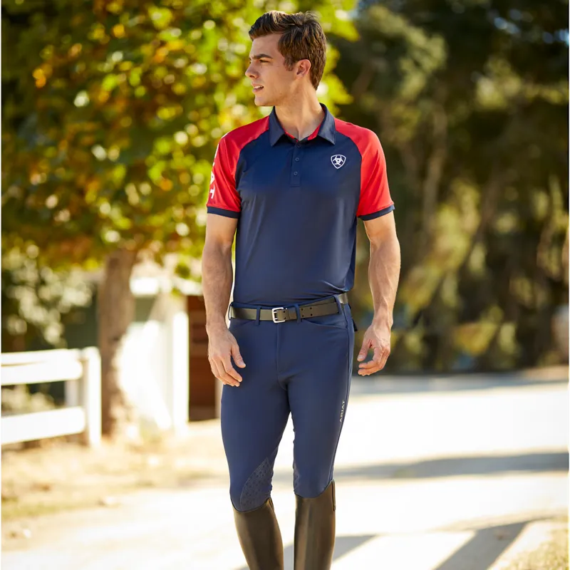 Ariat Tri Factor Grip Knee Patch Mens Breeches - Navy-5