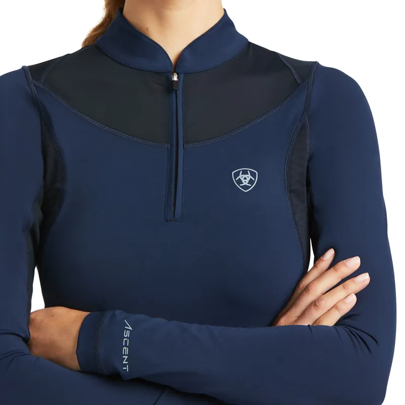 Ariat Ascent 1/4 Zip Ladies Base Layer - Navy-2