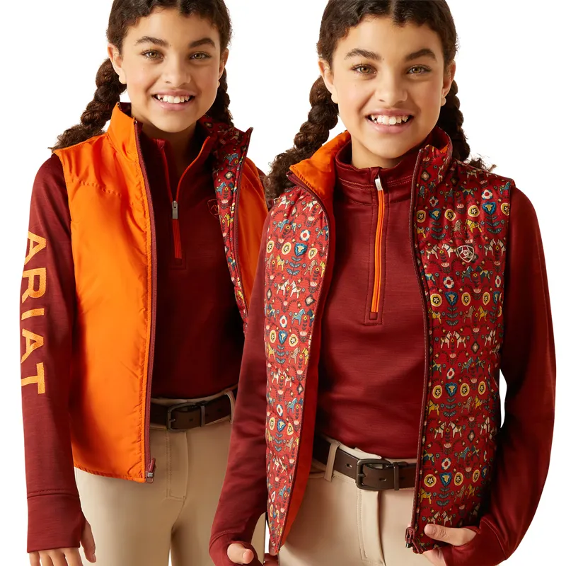 Ariat Bella Junior Girls Reversible Gilet - Dala Horse/Arctic