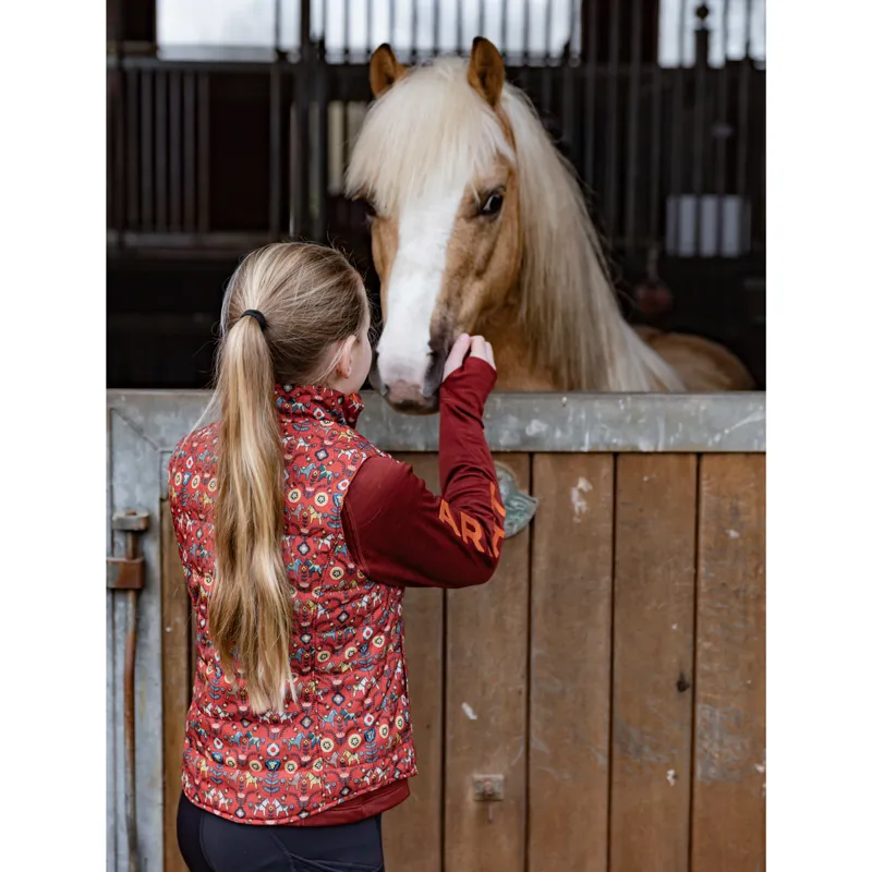 Ariat Bella Junior Girls Reversible Gilet - Dala Horse/Arctic-4