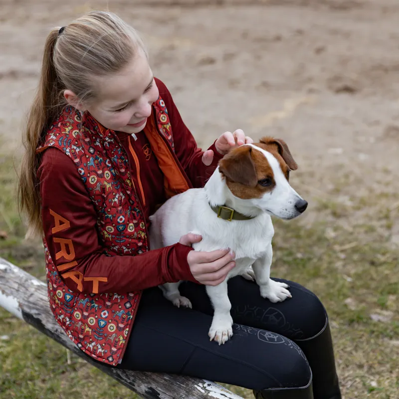 Ariat Bella Junior Girls Reversible Gilet - Dala Horse/Arctic-3