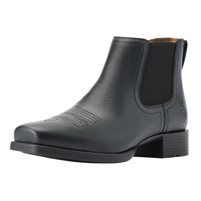 Ariat Mens Booker Ultra Square Toe Short Western Boots - Black Deertan