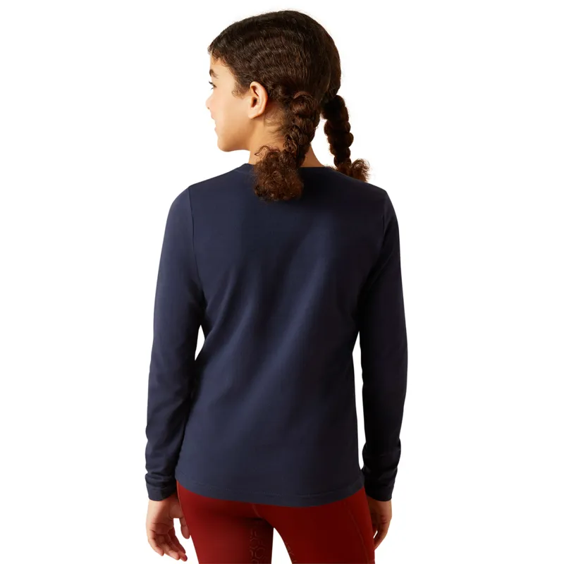 Ariat Glitz Junior Girls Long Sleeve Tee - Navy Eclipse-1