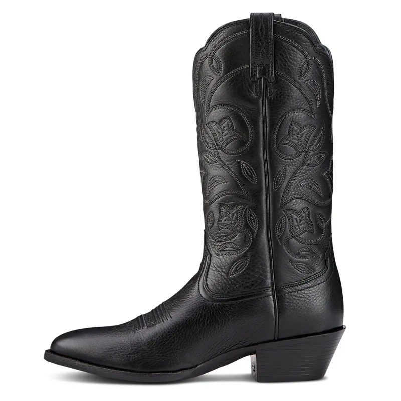 Ariat Heritage Round Toe Womens Western Boots - Black Deertan-2