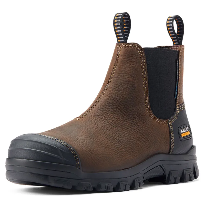 Ariat Treadfast Chelsea Waterproof Steel Toe Mens Work Boots - Brown