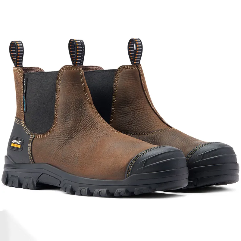 Ariat Treadfast Chelsea Waterproof Steel Toe Mens Work Boots - Brown-2