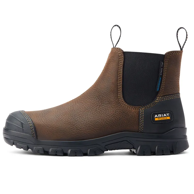 Ariat Treadfast Chelsea Waterproof Steel Toe Mens Work Boots - Brown-3