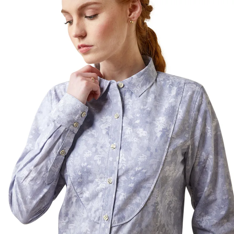 Ariat Muir Long Sleeve Ladies Blouse - Blue Jacquard-2