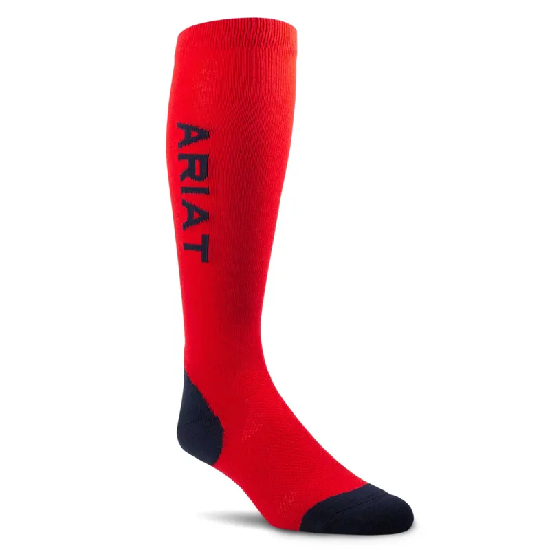 AriatTEK Performance Tall Riding Socks - Red/Navy