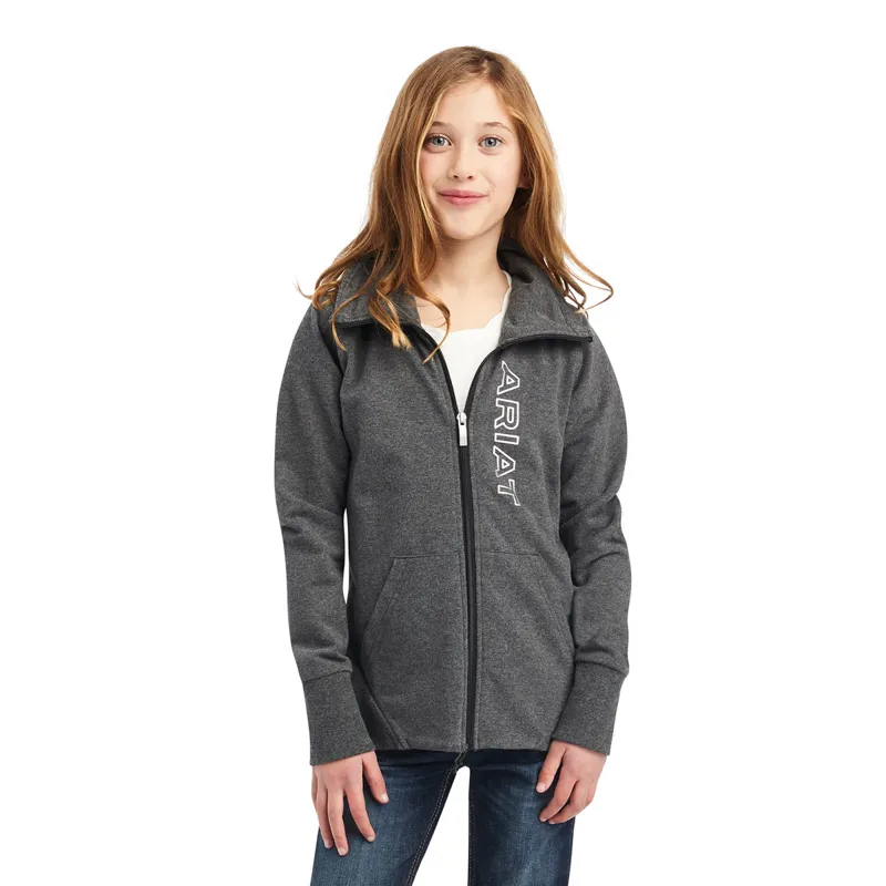 Ariat Team Logo Full Zip Youth Sweatshirt - Charcoal Grey