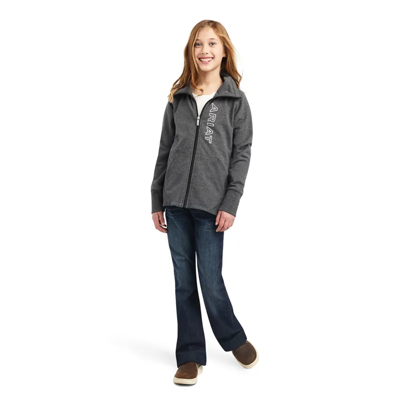 Ariat Team Logo Full Zip Youth Sweatshirt - Charcoal Grey-2