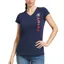 Ariat Vertical Logo Ladies Tee - V1 Navy/Red - X-Small