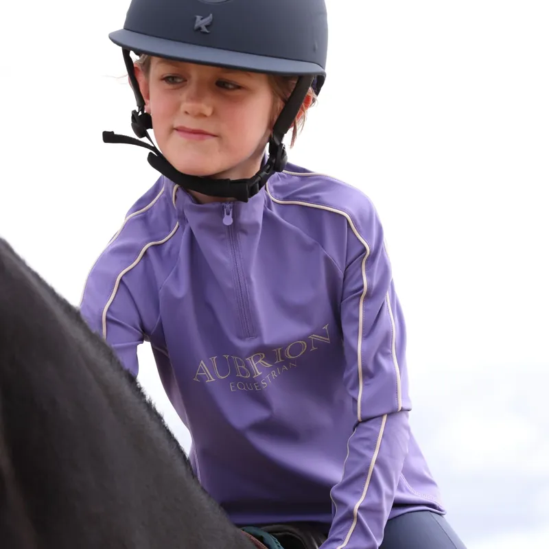 Aubrion Equestrian Young Rider Long Sleeve Base Layer - Heather-1