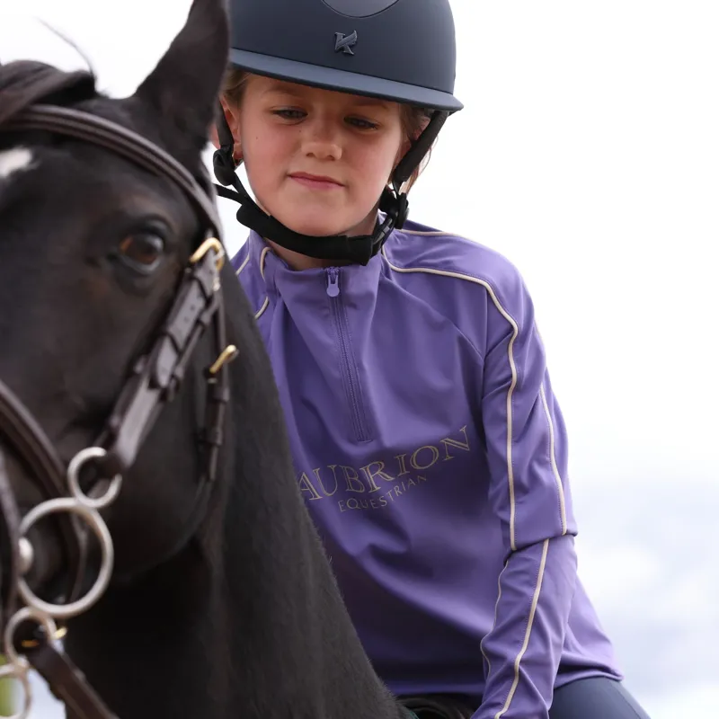 Aubrion Equestrian Young Rider Long Sleeve Base Layer - Heather-2