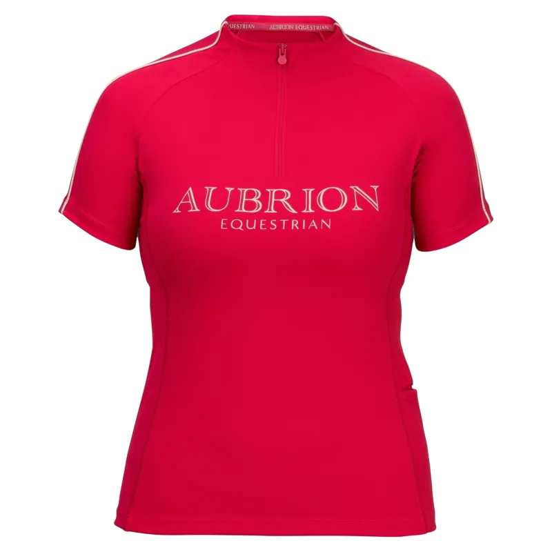 Aubrion Equestrian Womens Short Sleeve Base Layer - Dewberry-3