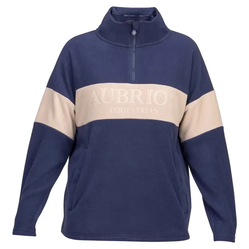 Aubrion Equestrian Womens Polo Fleece - Midnight/Taupe-2