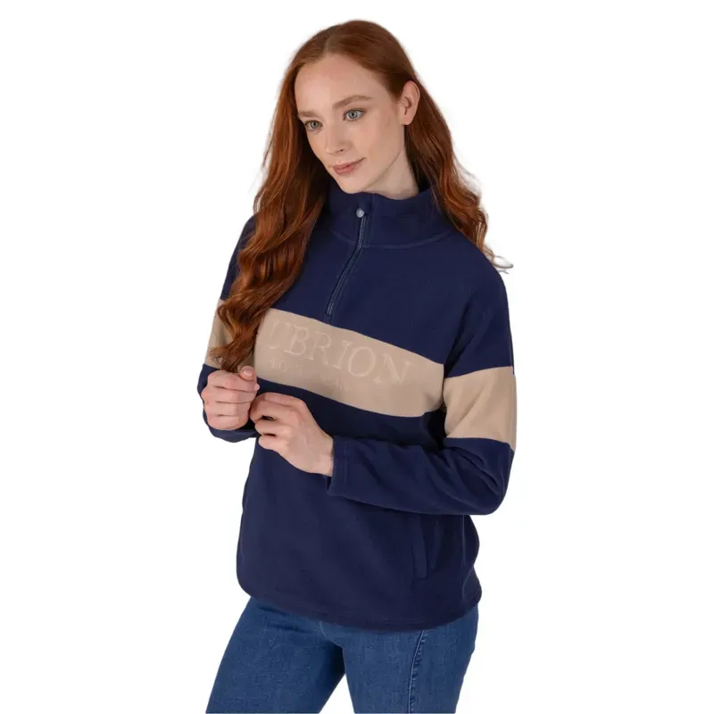 Aubrion Equestrian Womens Polo Fleece - Midnight/Taupe-6