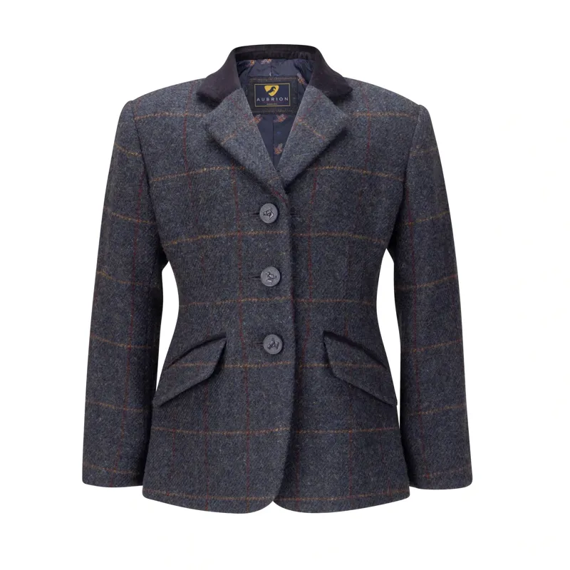 Aubrion Saratoga Junior Tweed Show Jacket - Juniper/Navy Check