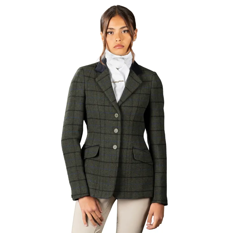 Aubrion Saratoga Ladies Tweed Competition Jacket - Dark Green Check-2