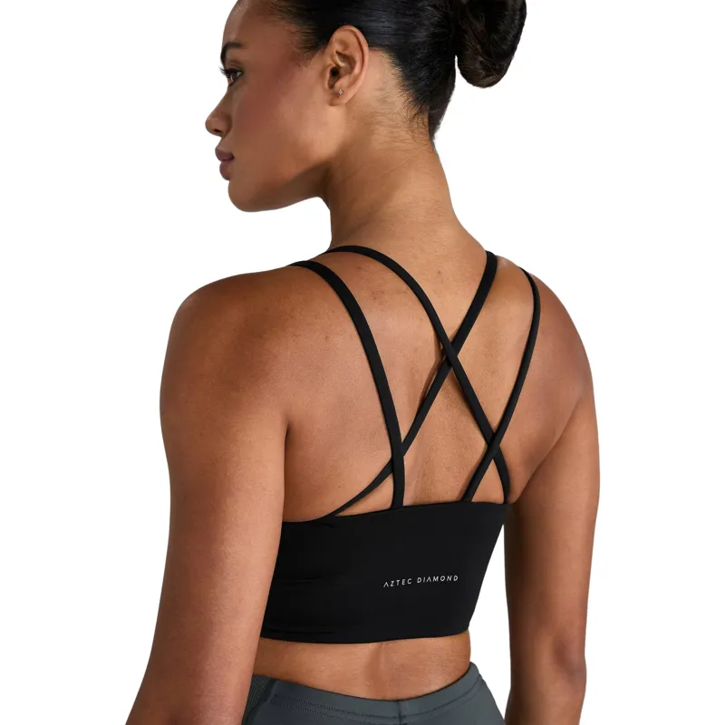 Aztec Diamond Bonded Womens Sports Bra - Black-1