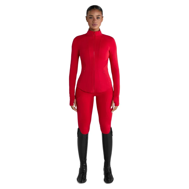 Aztec Diamond Fitted Womens Jacket  - Crimson-2