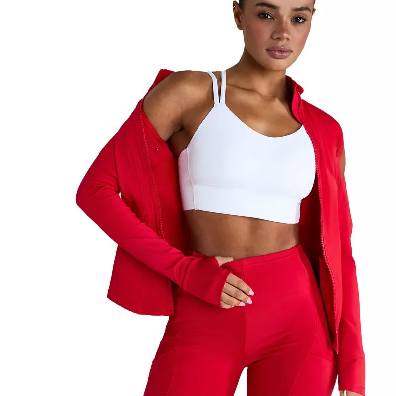 Aztec Diamond Fitted Womens Jacket  - Crimson-5