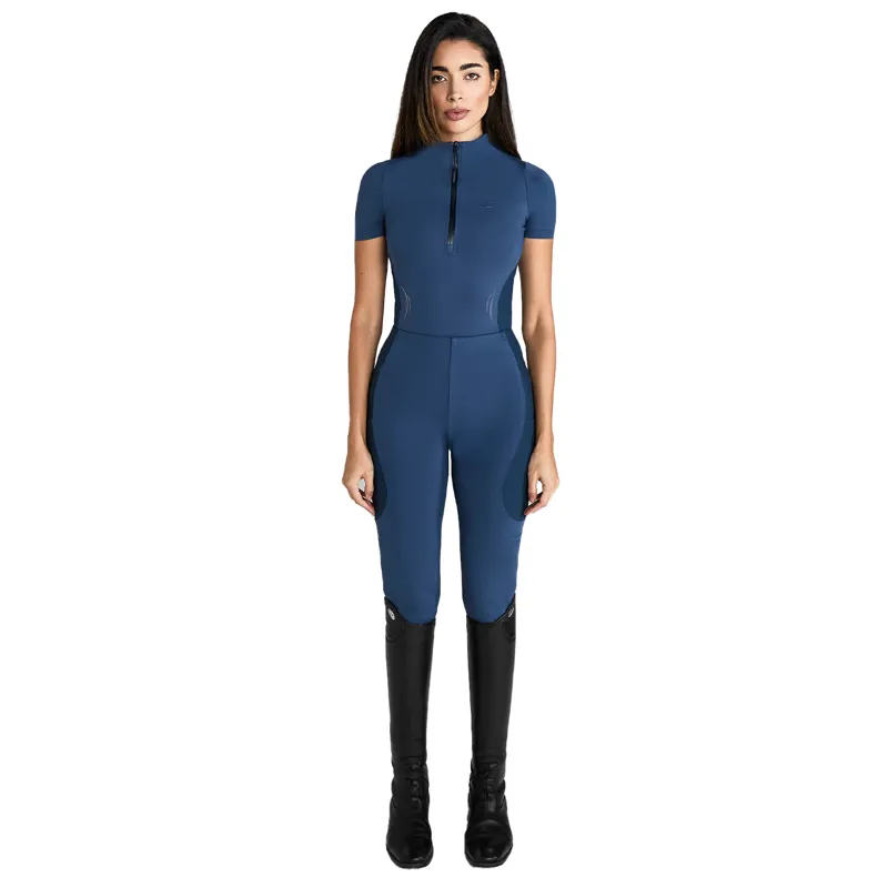 Aztec Diamond Define Full Grip Ladies Riding Leggings - Azul-3