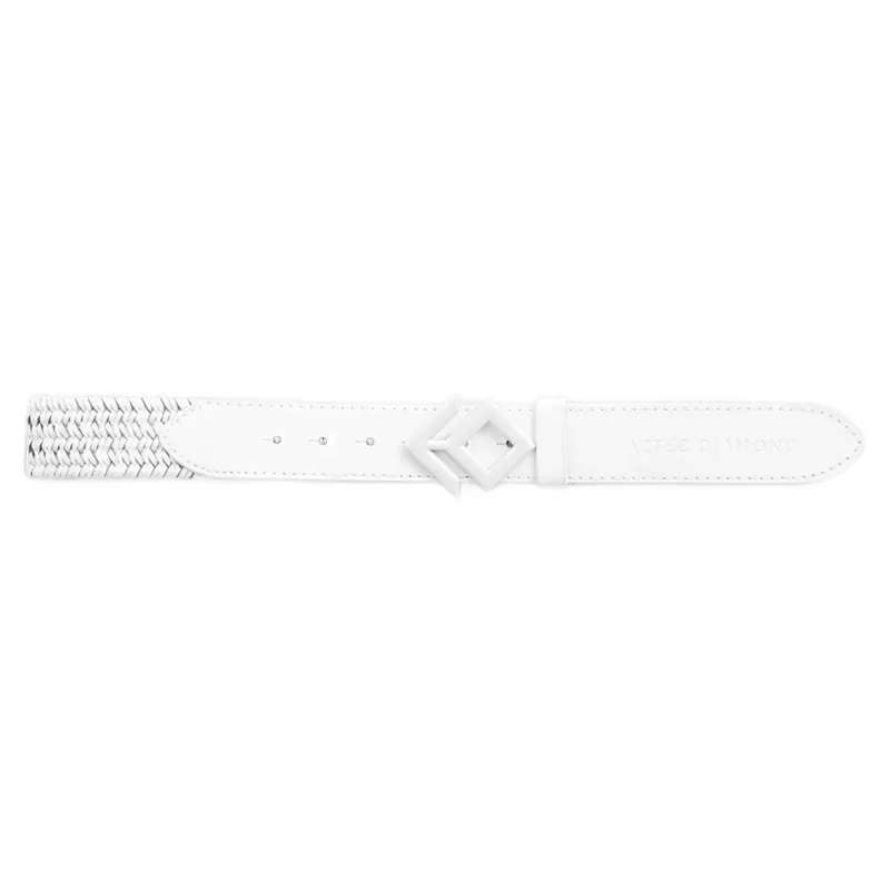 Aztec Diamond Woven Belt - White