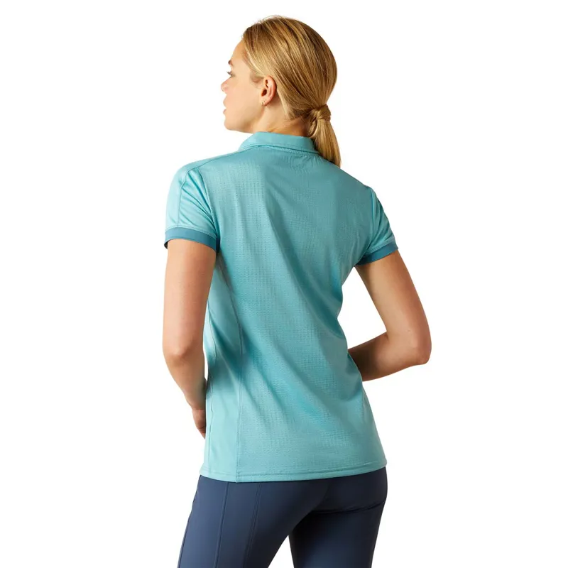 Ariat Bandera 1/4 Zip Ladies Polo Shirt - Aqua - XS-1