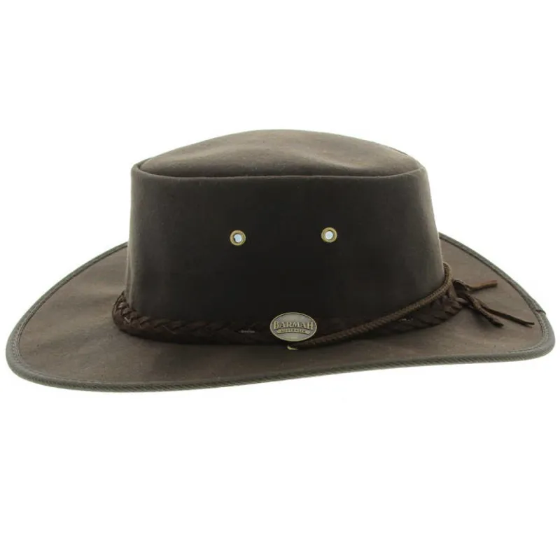 Barmah Drover Oilskin Hat - Brown