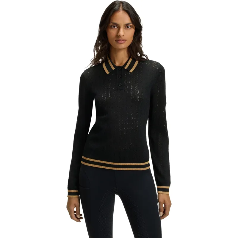 BOSS Equestrian Pam Womens Long Sleeve Polo Shirt - Black -1