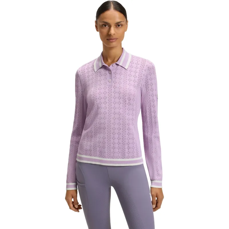 BOSS Equestrian Pam Womens Long Sleeve Polo Shirt - Orchid -1