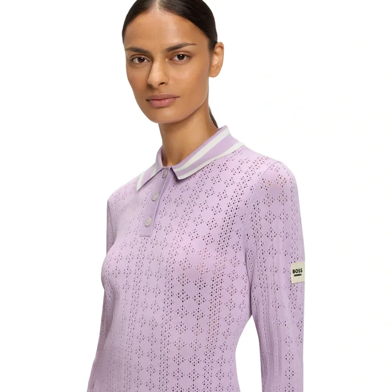 BOSS Equestrian Pam Womens Long Sleeve Polo Shirt - Orchid -3