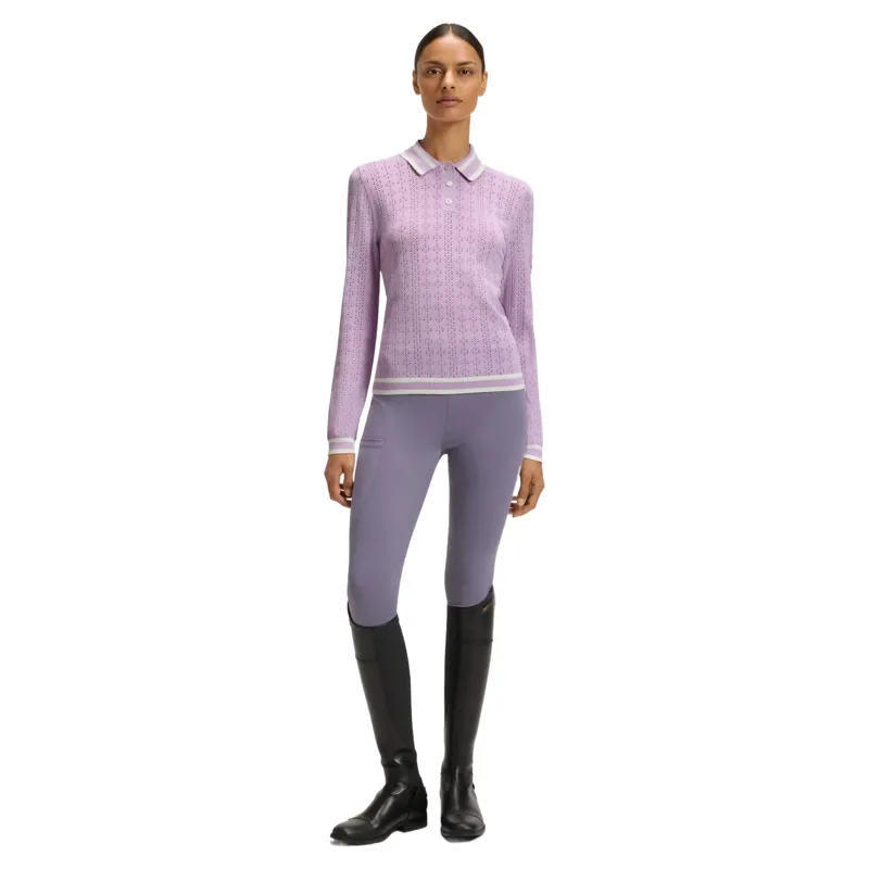 BOSS Equestrian Pam Womens Long Sleeve Polo Shirt - Orchid -4