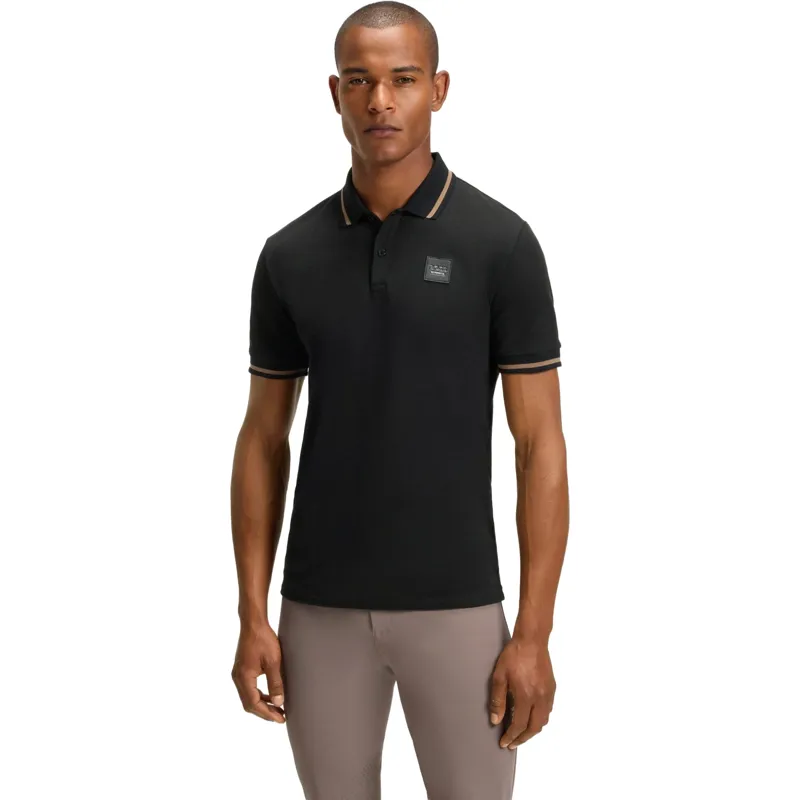BOSS Equestrian Paul Mens Patch Polo Shirt - Black -1