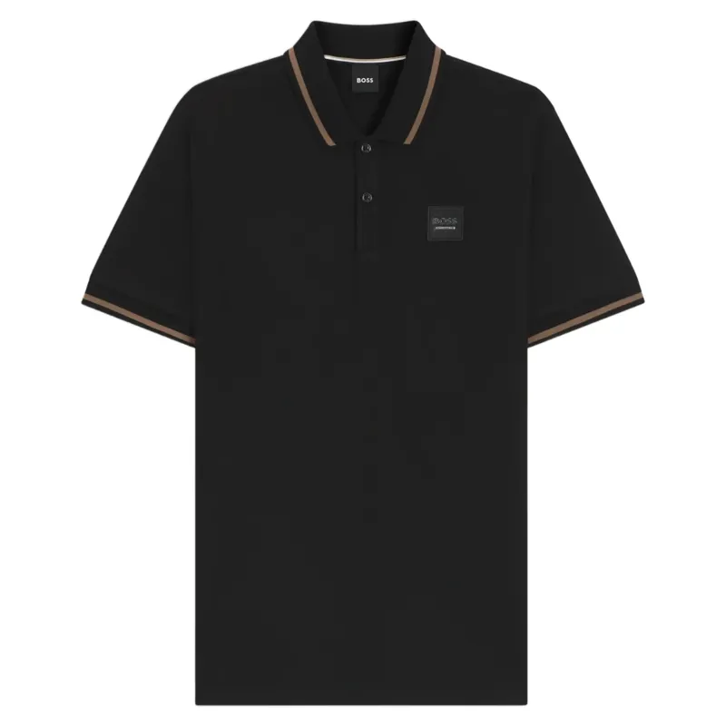 BOSS Equestrian Paul Mens Patch Polo Shirt - Black -2