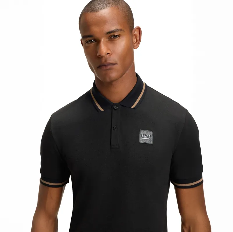 BOSS Equestrian Paul Mens Patch Polo Shirt - Black -5